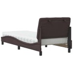 vidaXL Pat cu saltea, maro închis, 90x190 cm, textil vidaXL Pat cu saltea, maro închis, 90x190 cm, textil