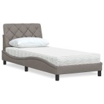 vidaXL Pat cu saltea, gri taupe, 90x190 cm, textil vidaXL Pat cu saltea, gri taupe, 90x190 cm, textil
