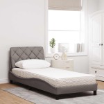vidaXL Pat cu saltea, gri taupe, 90x190 cm, textil vidaXL Pat cu saltea, gri taupe, 90x190 cm, textil