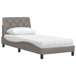 vidaXL Pat cu saltea, gri taupe, 90x190 cm, textil vidaXL Pat cu saltea, gri taupe, 90x190 cm, textil