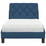 vidaXL Pat cu saltea, albastru, 90x190 cm, textil