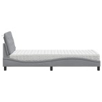 vidaXL Pat cu saltea, gri deschis, 90x200 cm, textil vidaXL Pat cu saltea, gri deschis, 90x200 cm, textil