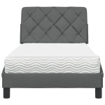vidaXL Pat cu saltea, gri închis, 90x200 cm, textil