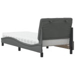 vidaXL Pat cu saltea, gri închis, 90x200 cm, textil