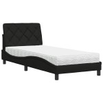 vidaXL Pat cu saltea, negru, 90x200 cm, textil