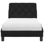 vidaXL Pat cu saltea, negru, 90x200 cm, textil