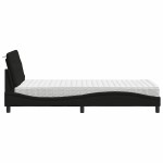 vidaXL Pat cu saltea, negru, 90x200 cm, textil