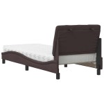 vidaXL Pat cu saltea, maro închis, 90x200 cm, textil vidaXL Pat cu saltea, maro închis, 90x200 cm, textil