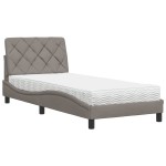 vidaXL Pat cu saltea, gri taupe, 90x200 cm, textil vidaXL Pat cu saltea, gri taupe, 90x200 cm, textil
