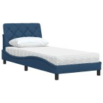 vidaXL Pat cu saltea, albastru, 90x200 cm, textil
