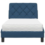 vidaXL Pat cu saltea, albastru, 90x200 cm, textil