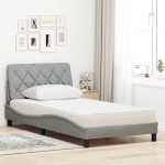 vidaXL Pat cu saltea, gri deschis, 100x200 cm, textil