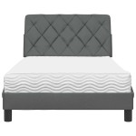 vidaXL Pat cu saltea, gri închis, 100x200 cm, textil