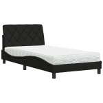 vidaXL Pat cu saltea, negru, 100x200 cm, textil