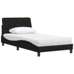 vidaXL Pat cu saltea, negru, 100x200 cm, textil