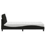vidaXL Pat cu saltea, negru, 100x200 cm, textil