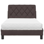 vidaXL Pat cu saltea, maro închis, 100x200 cm, textil vidaXL Pat cu saltea, maro închis, 100x200 cm, textil