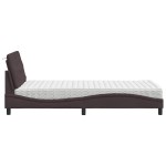 vidaXL Pat cu saltea, maro închis, 100x200 cm, textil vidaXL Pat cu saltea, maro închis, 100x200 cm, textil