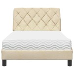 vidaXL Pat cu saltea, crem, 100x200 cm, textil vidaXL Pat cu saltea, crem, 100x200 cm, textil