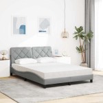 vidaXL Pat cu saltea, gri deschis, 120x200 cm, textil vidaXL Pat cu saltea, gri deschis, 120x200 cm, textil