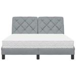 vidaXL Pat cu saltea, gri deschis, 120x200 cm, textil vidaXL Pat cu saltea, gri deschis, 120x200 cm, textil