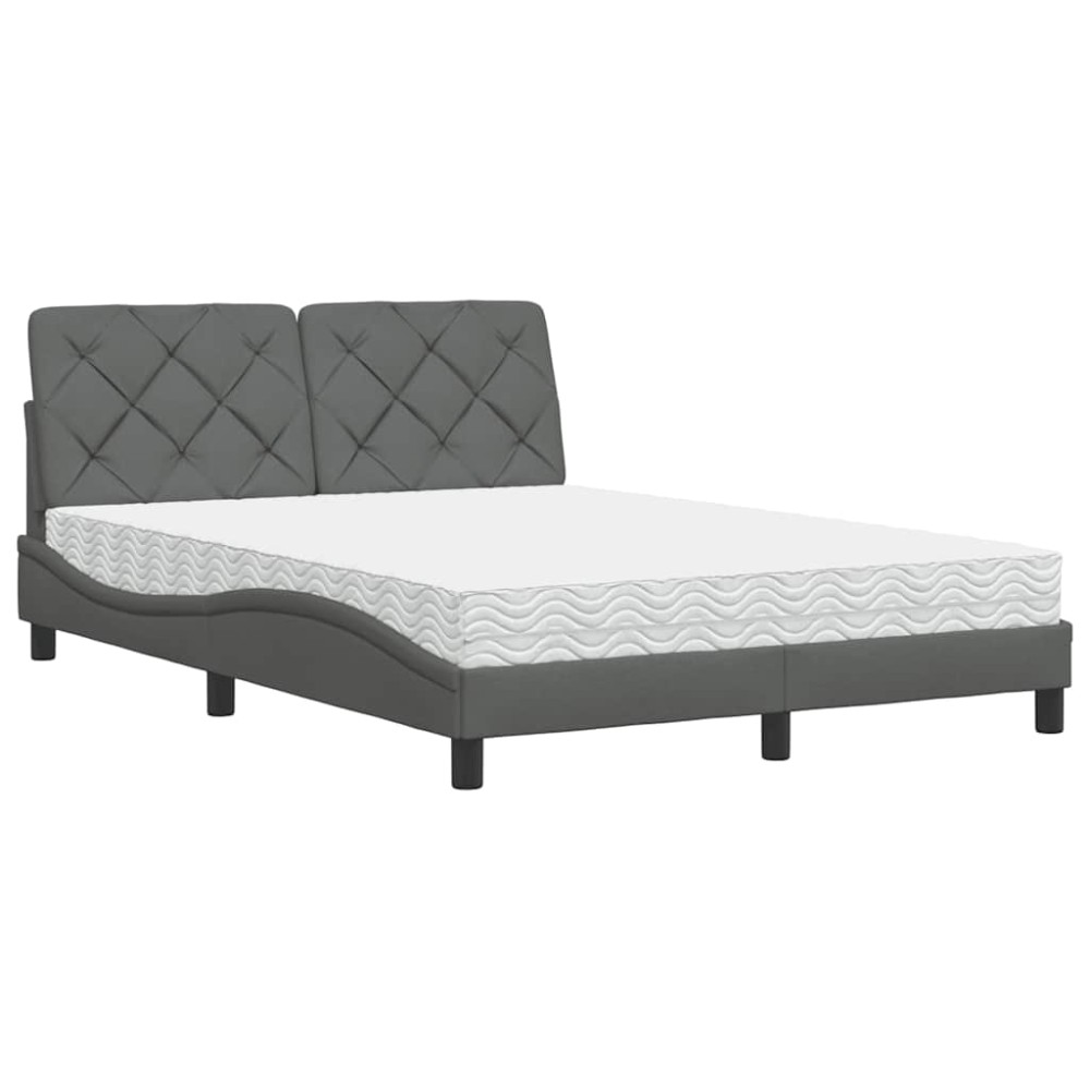 vidaXL Pat cu saltea, gri închis, 120x200 cm, textil