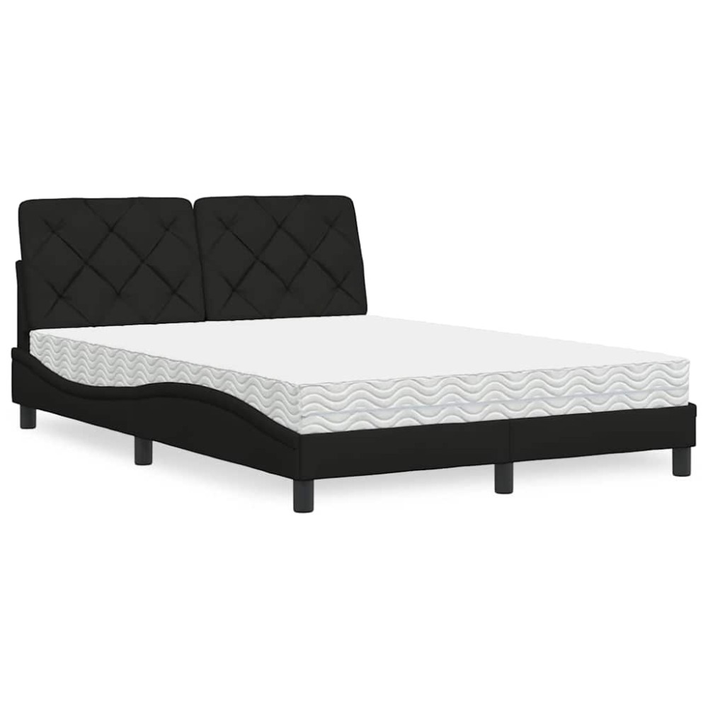 vidaXL Pat cu saltea, negru, 120x200 cm, textil