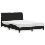 vidaXL Pat cu saltea, negru, 120x200 cm, textil