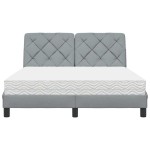 vidaXL Pat cu saltea, gri deschis, 140x190 cm, textil vidaXL Pat cu saltea, gri deschis, 140x190 cm, textil
