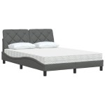 vidaXL Pat cu saltea, gri închis, 140x190 cm, textil