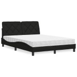 vidaXL Pat cu saltea, negru, 140x190 cm, textil