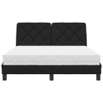 vidaXL Pat cu saltea, negru, 140x190 cm, textil