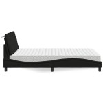 vidaXL Pat cu saltea, negru, 140x190 cm, textil