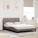 vidaXL Pat cu saltea, gri taupe, 140x200 cm, textil
