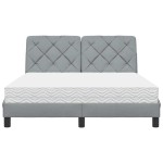 vidaXL Pat cu saltea, gri deschis, 140x200 cm, material textil