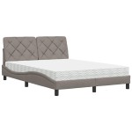 vidaXL Pat cu saltea gri taupe 140x200 cm material textil vidaXL Pat cu saltea gri taupe 140x200 cm material textil