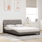 vidaXL Pat cu saltea gri taupe 140x200 cm material textil vidaXL Pat cu saltea gri taupe 140x200 cm material textil