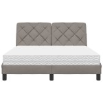 vidaXL Pat cu saltea gri taupe 140x200 cm material textil vidaXL Pat cu saltea gri taupe 140x200 cm material textil