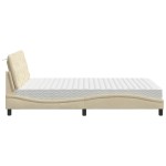 vidaXL Pat cu saltea, crem, 140x200 cm, material textil vidaXL Pat cu saltea, crem, 140x200 cm, material textil