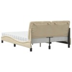 vidaXL Pat cu saltea, crem, 140x200 cm, material textil vidaXL Pat cu saltea, crem, 140x200 cm, material textil