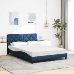 vidaXL Pat cu saltea, albastru, 140x200cm, material textil