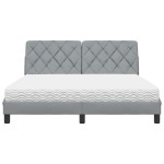 vidaXL Pat cu saltea, gri deschis, 160x200 cm, textil vidaXL Pat cu saltea, gri deschis, 160x200 cm, textil