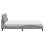 vidaXL Pat cu saltea, gri deschis, 160x200 cm, textil vidaXL Pat cu saltea, gri deschis, 160x200 cm, textil