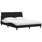 vidaXL Pat cu saltea, negru, 160x200 cm, textil