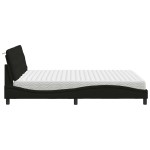 vidaXL Pat cu saltea, negru, 160x200 cm, textil