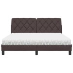 vidaXL Pat cu saltea, maro închis, 160x200 cm, textil vidaXL Pat cu saltea, maro închis, 160x200 cm, textil