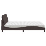 vidaXL Pat cu saltea, maro închis, 160x200 cm, textil vidaXL Pat cu saltea, maro închis, 160x200 cm, textil