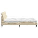 vidaXL Pat cu saltea, crem, 160x200 cm, material textil vidaXL Pat cu saltea, crem, 160x200 cm, material textil