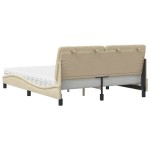 vidaXL Pat cu saltea, crem, 160x200 cm, material textil vidaXL Pat cu saltea, crem, 160x200 cm, material textil