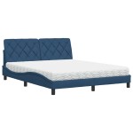 vidaXL Pat cu saltea, albastru, 160x200cm, material textil